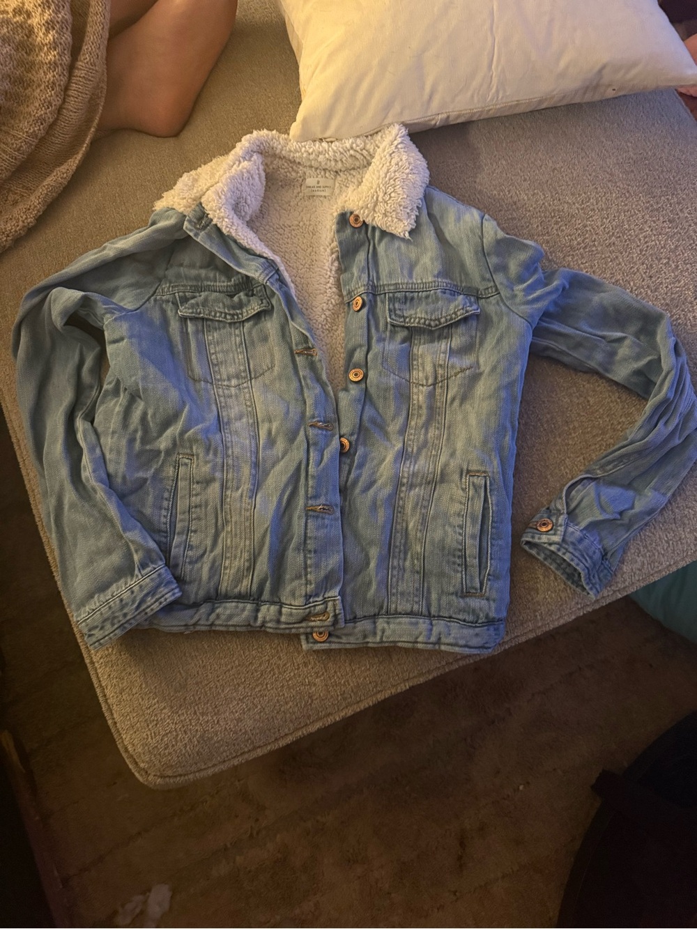 Thread and Supply Sherpa-Lined Light Blue Denim Jacket - Women